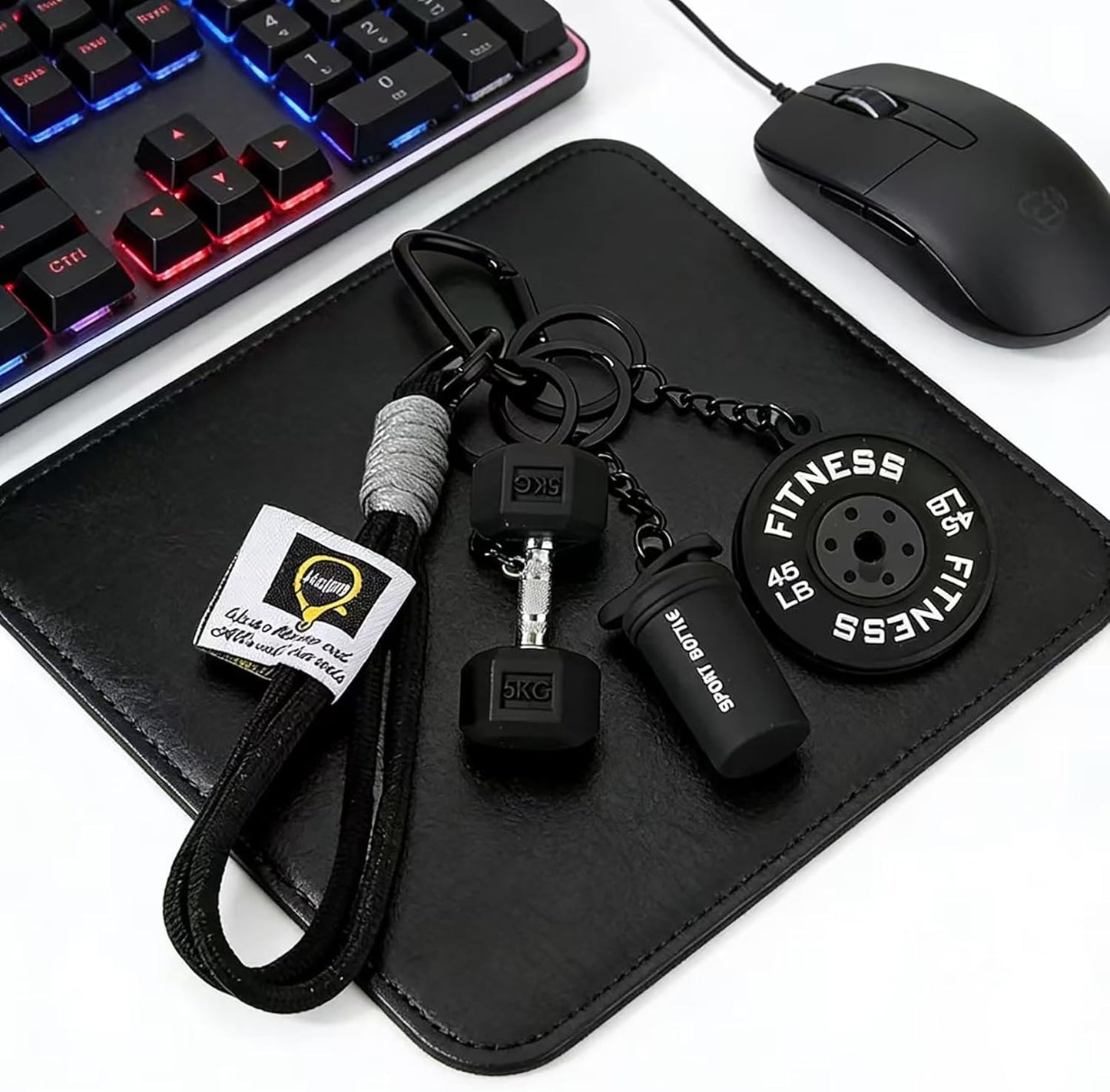 Gym Keychain Gift,Fitness Keychain Pendant, Dumbbell Keychain, Inspirational Fitness Accessory for Men and Women