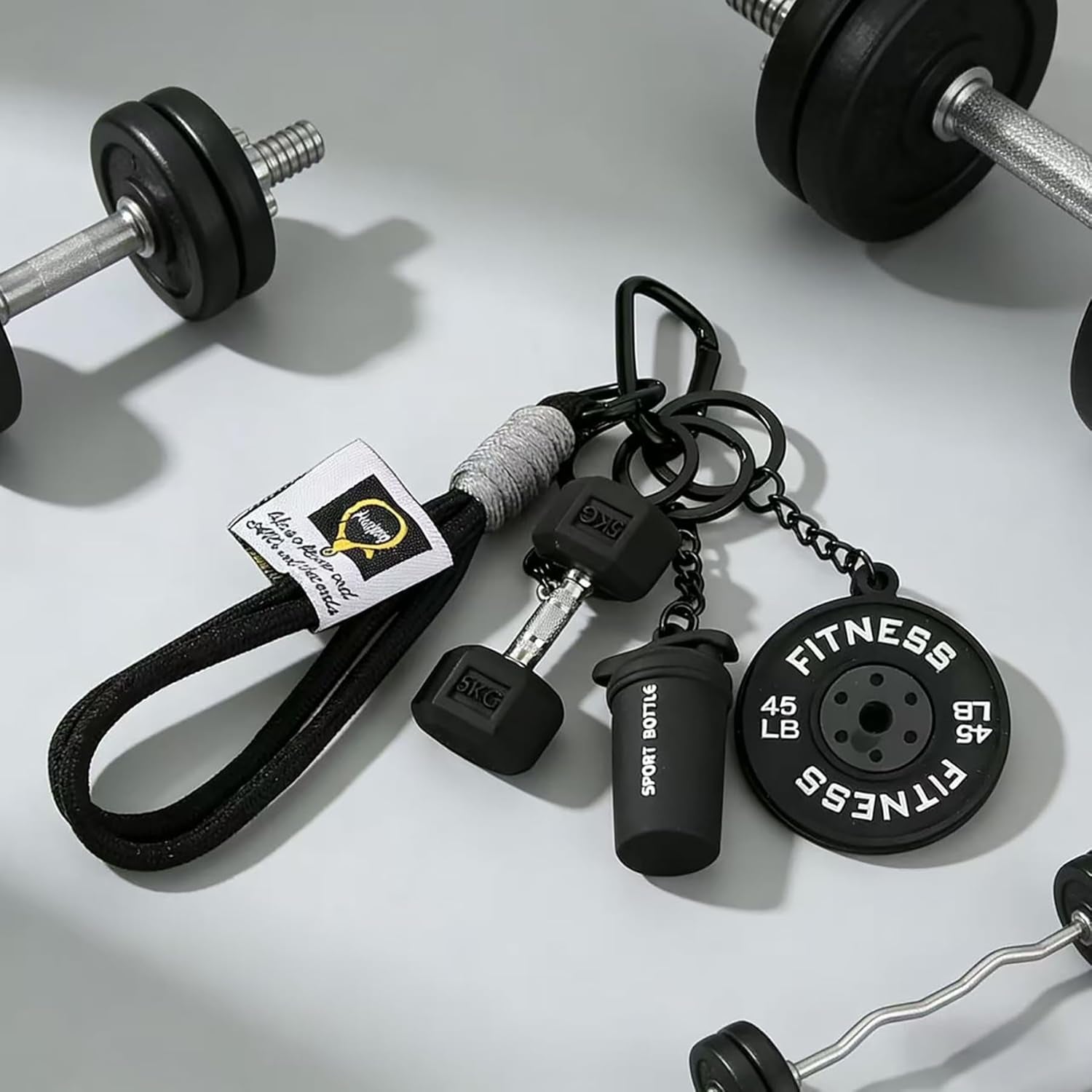 Gym Keychain Gift,Fitness Keychain Pendant, Dumbbell Keychain, Inspirational Fitness Accessory for Men and Women