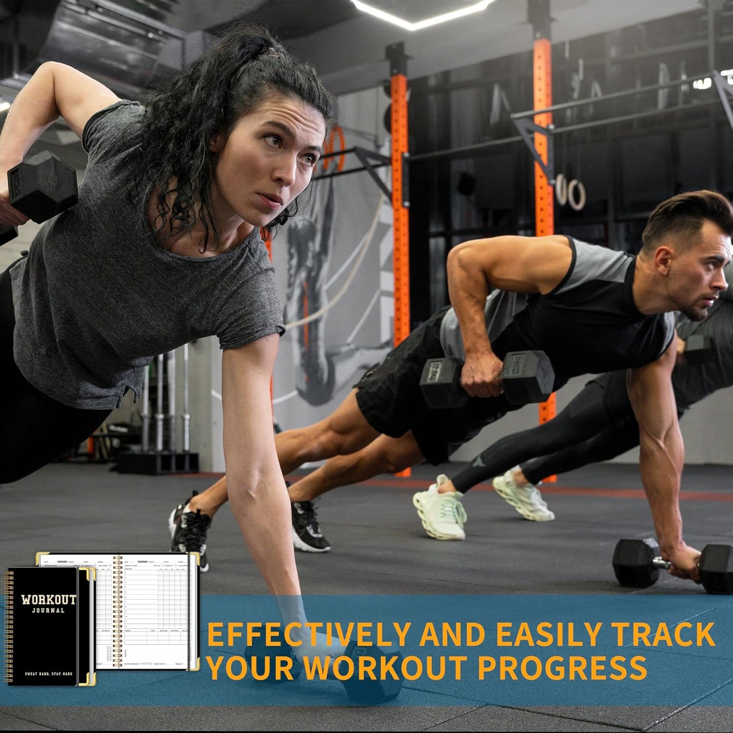 Fitness Workout Journal for Women & Men, A5(5.7" X 8.2") Workout Log Book Planner for Track Gym ＆ Home Workouts, Track Progress, Achieve Your Wellness Goals - Black