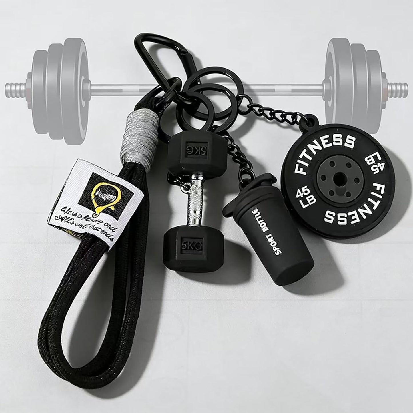 Gym Keychain Gift,Fitness Keychain Pendant, Dumbbell Keychain, Inspirational Fitness Accessory for Men and Women