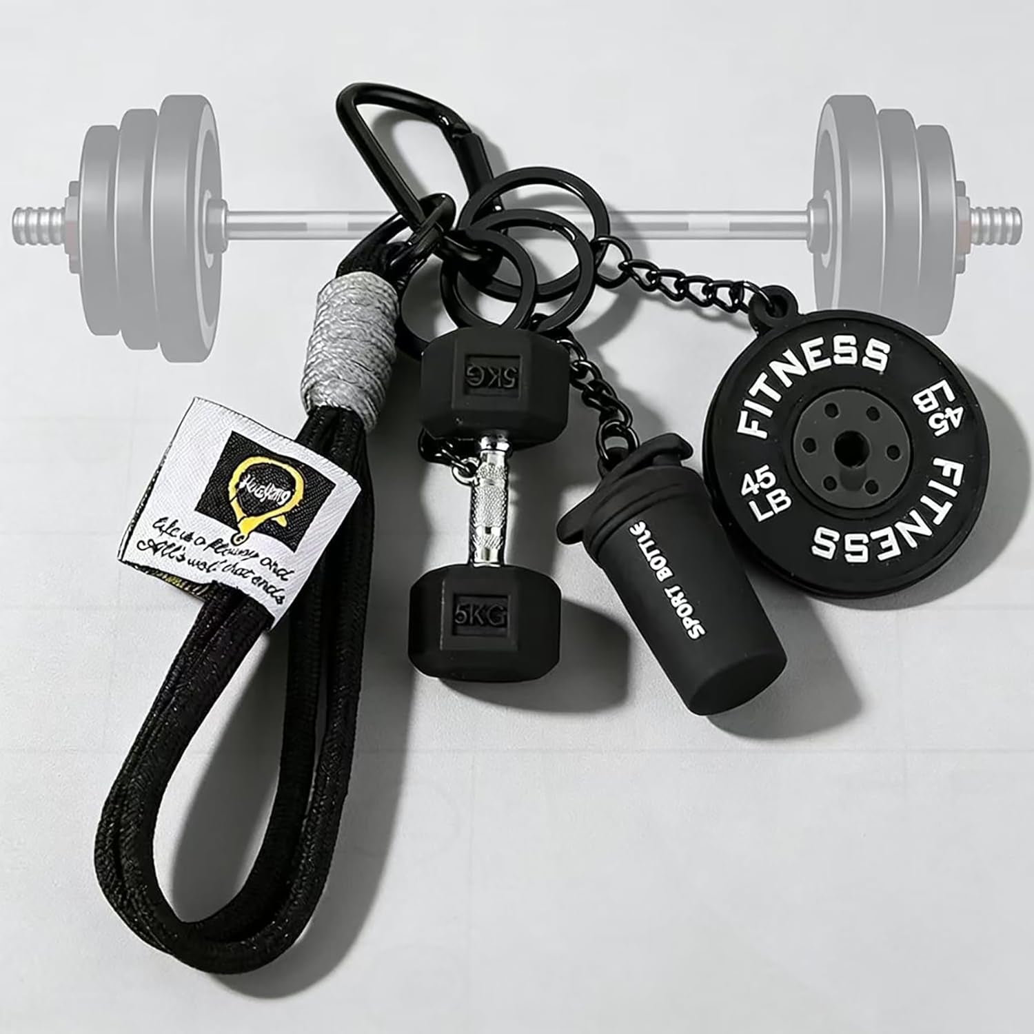 Gym Keychain Gift,Fitness Keychain Pendant, Dumbbell Keychain, Inspirational Fitness Accessory for Men and Women
