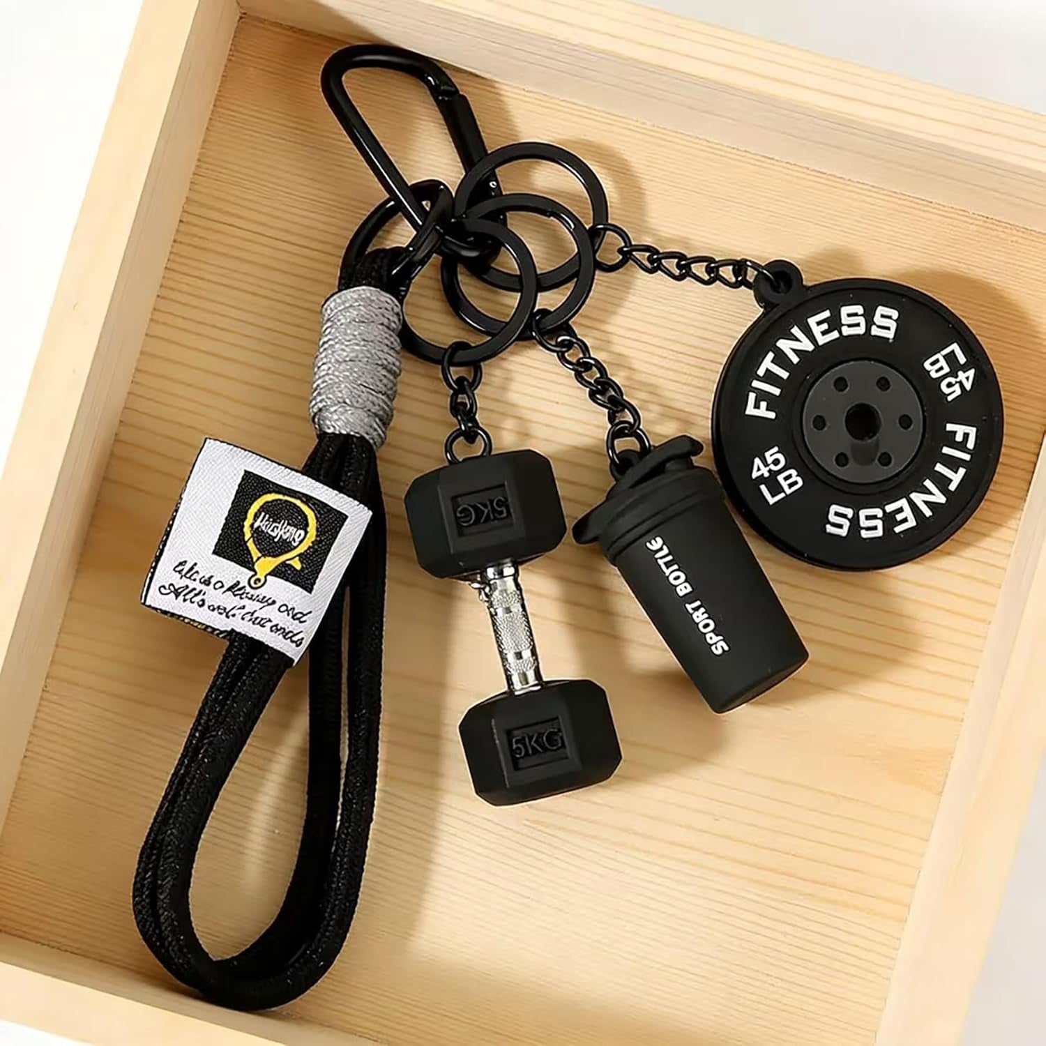 Gym Keychain Gift,Fitness Keychain Pendant, Dumbbell Keychain, Inspirational Fitness Accessory for Men and Women